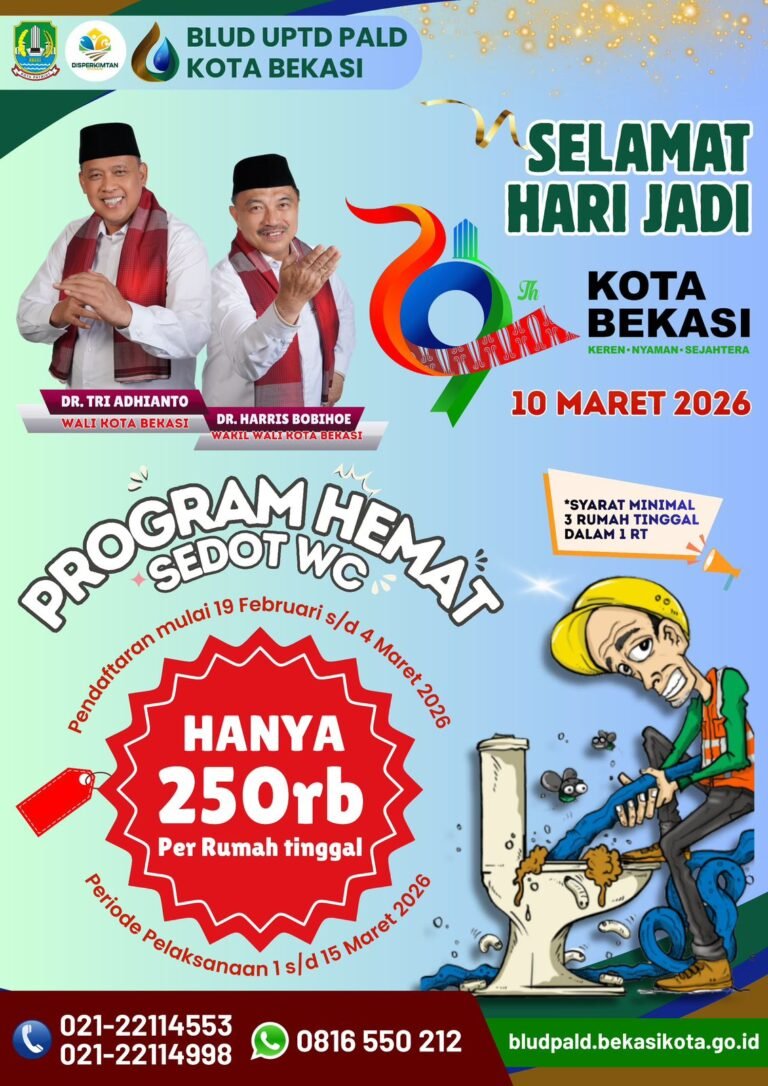 Pemkot Bekasi Berlakukan Pengurangan Tarif Retribusi Layanan Penyedotan Air Limbah Domestik dalam Rangka HUT ke-29 Kota Bekasi
